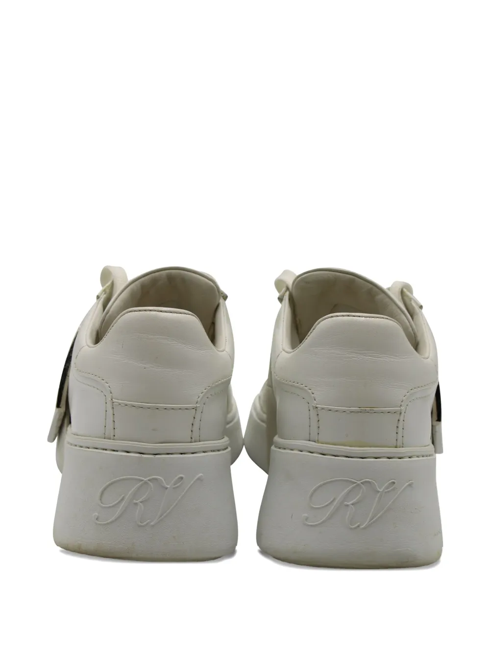 Pre-owned Roger Vivier Vintage Viv Skate Metal-buckle Sneakers In Neutral