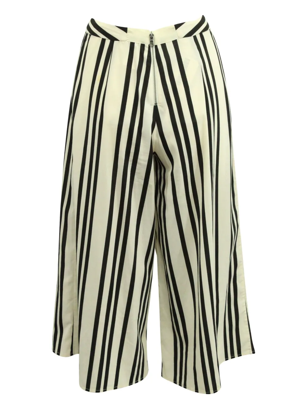 Pre-owned Alice And Olivia Striped Wide-leg Trousers In White