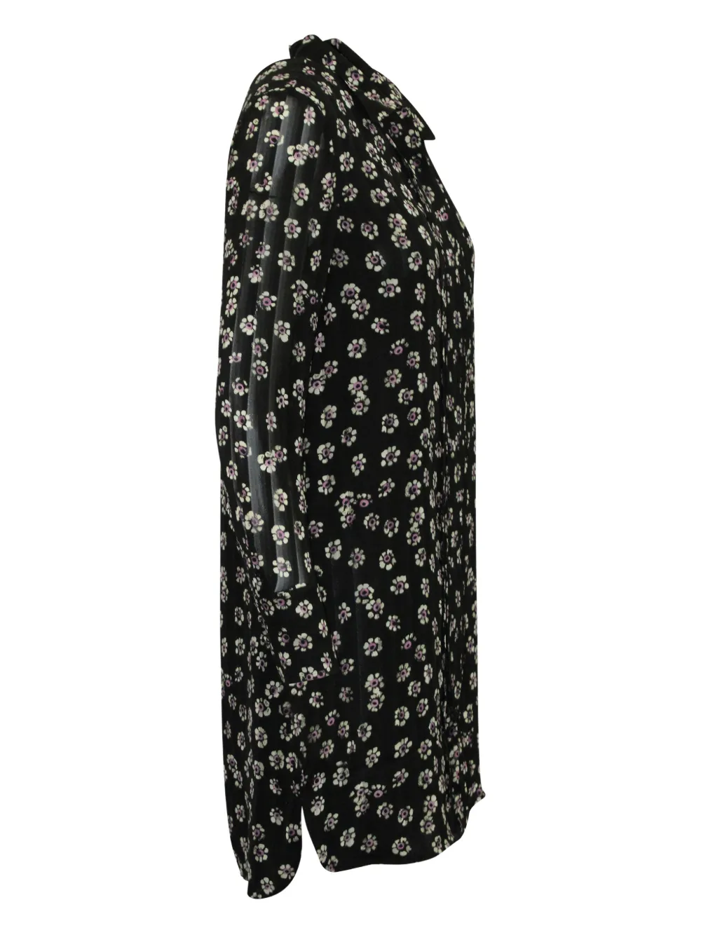 Pre-owned Tory Burch Avery Floral-print Shirt Mini Dress In Black