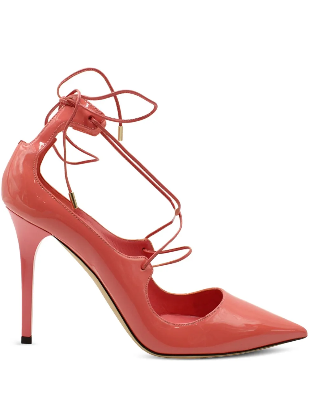 Jimmy Choo Pre-Owned 100mm Vita lace-up patent-leather pumps | Pink | Image 1