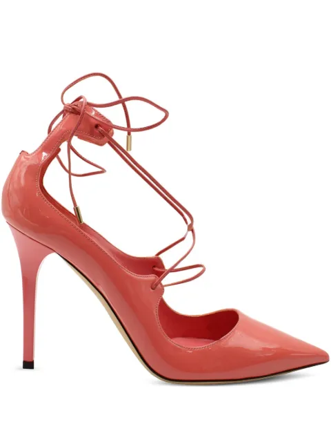 Jimmy Choo Pre-Owned 100mm Vita lace-up patent-leather pumps