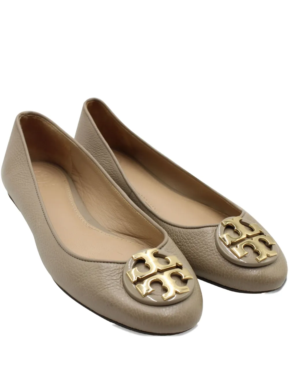 Tory Burch Reva logo-detail round-toe ballet flats - Grigio