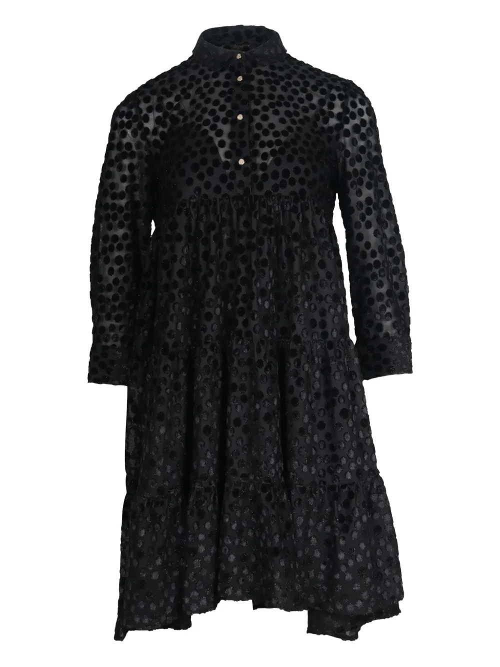 Maje polka-dot gathered-waist mini dress | Black | Image 1