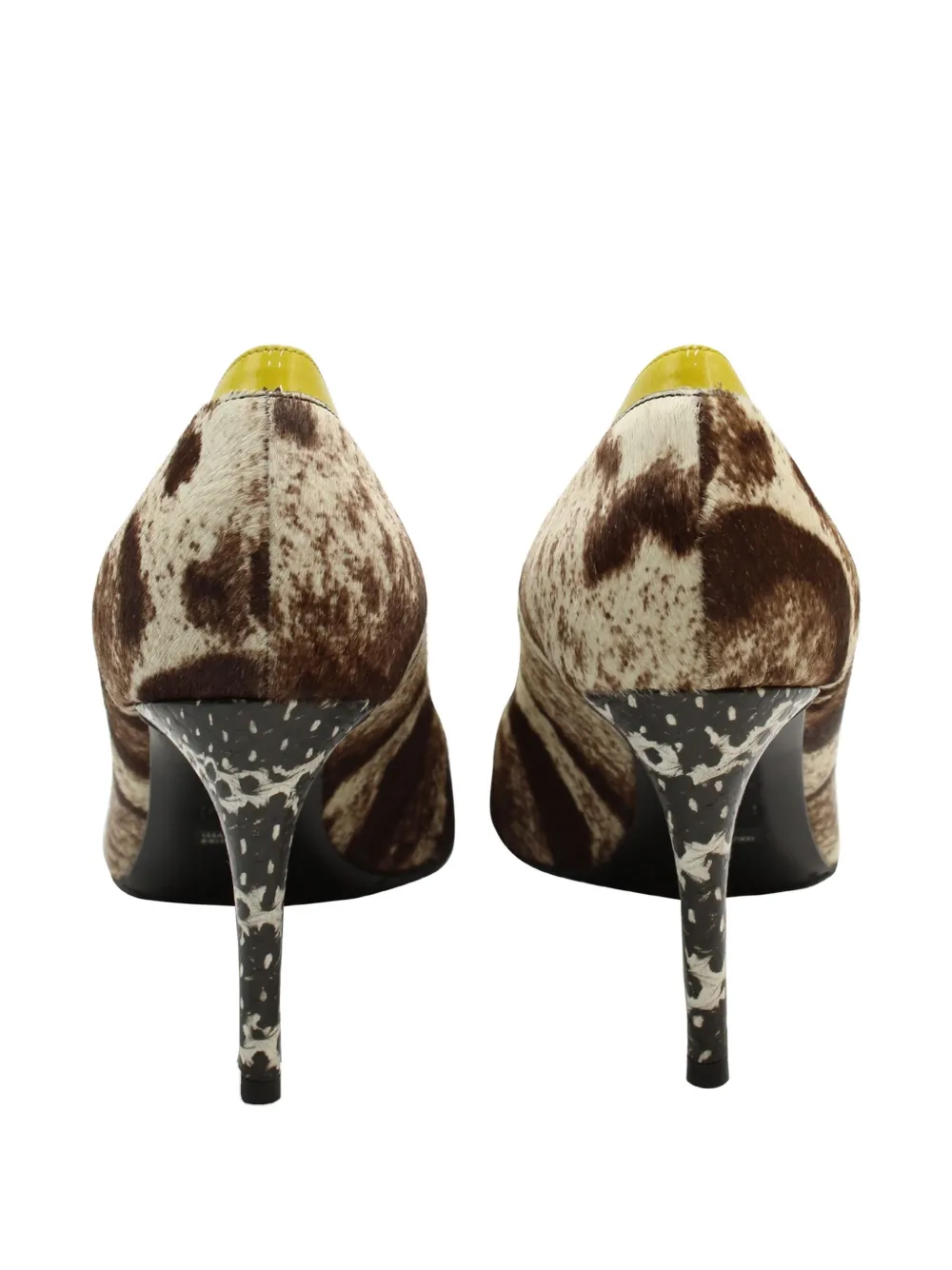 Pre-owned Fendi Animal-print Pointed-toe Pumps In Brown