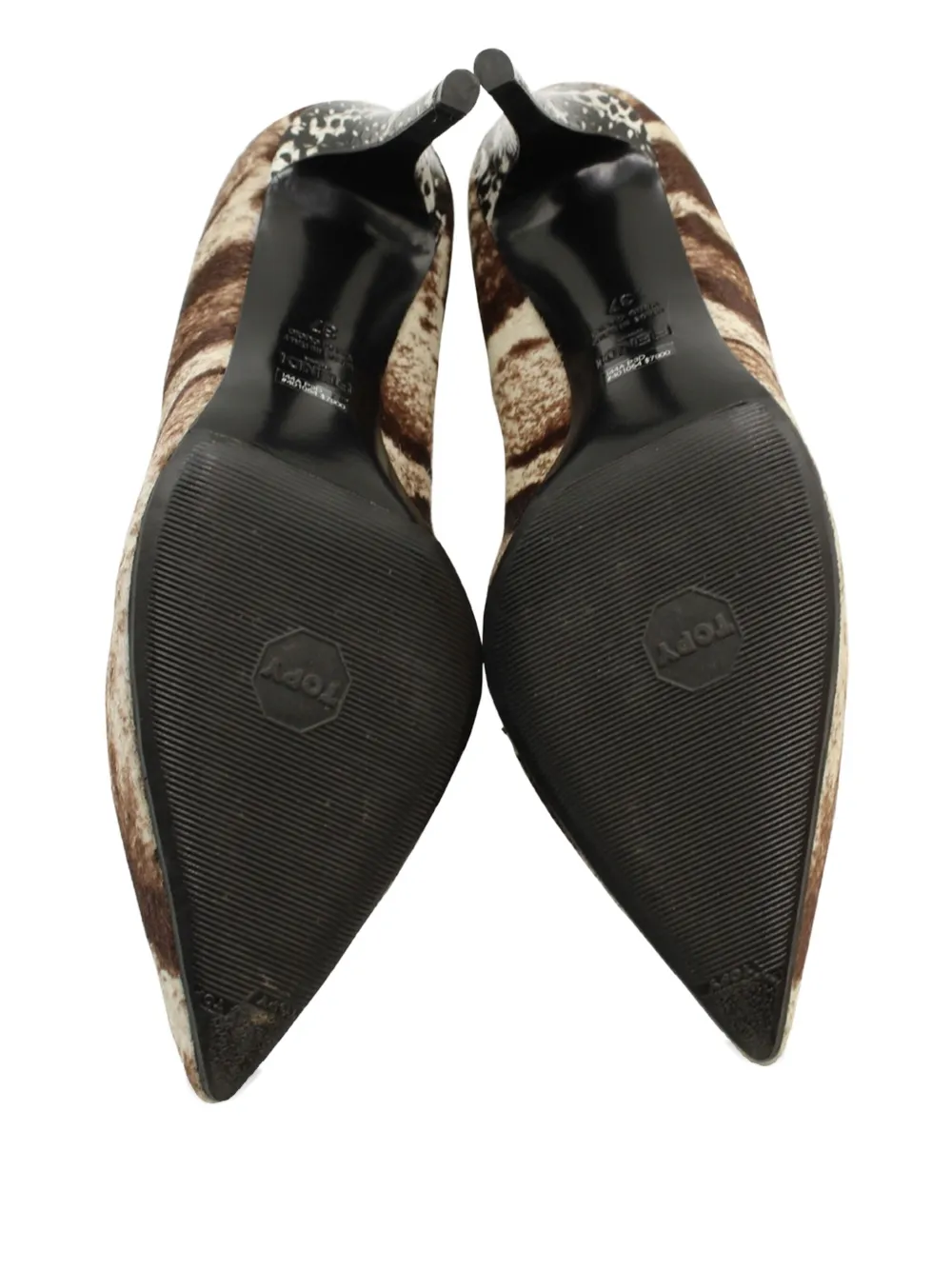 Pre-owned Fendi Animal-print Pointed-toe Pumps In Brown