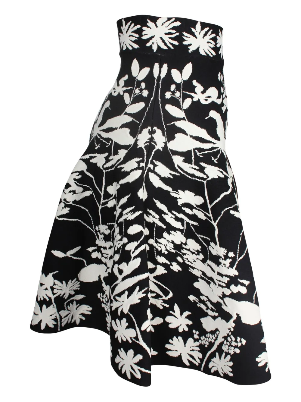 Alexander McQueen Pre-Owned floral jacquard-knit midi skirt - Zwart