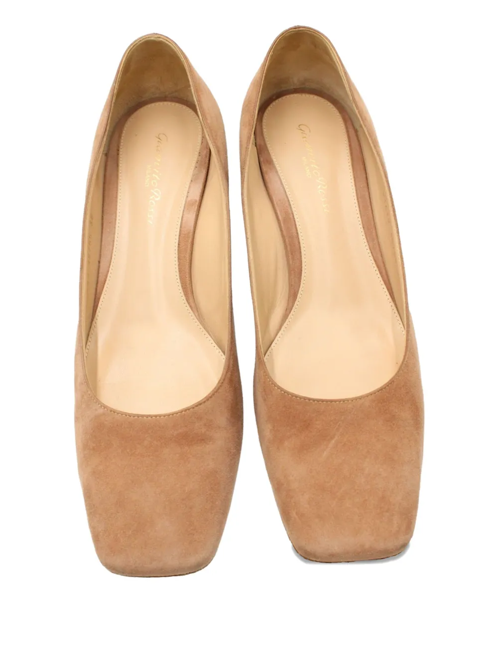 Pre-owned Gianvito Rossi Block-heel Square-toe Pumps In Neutral