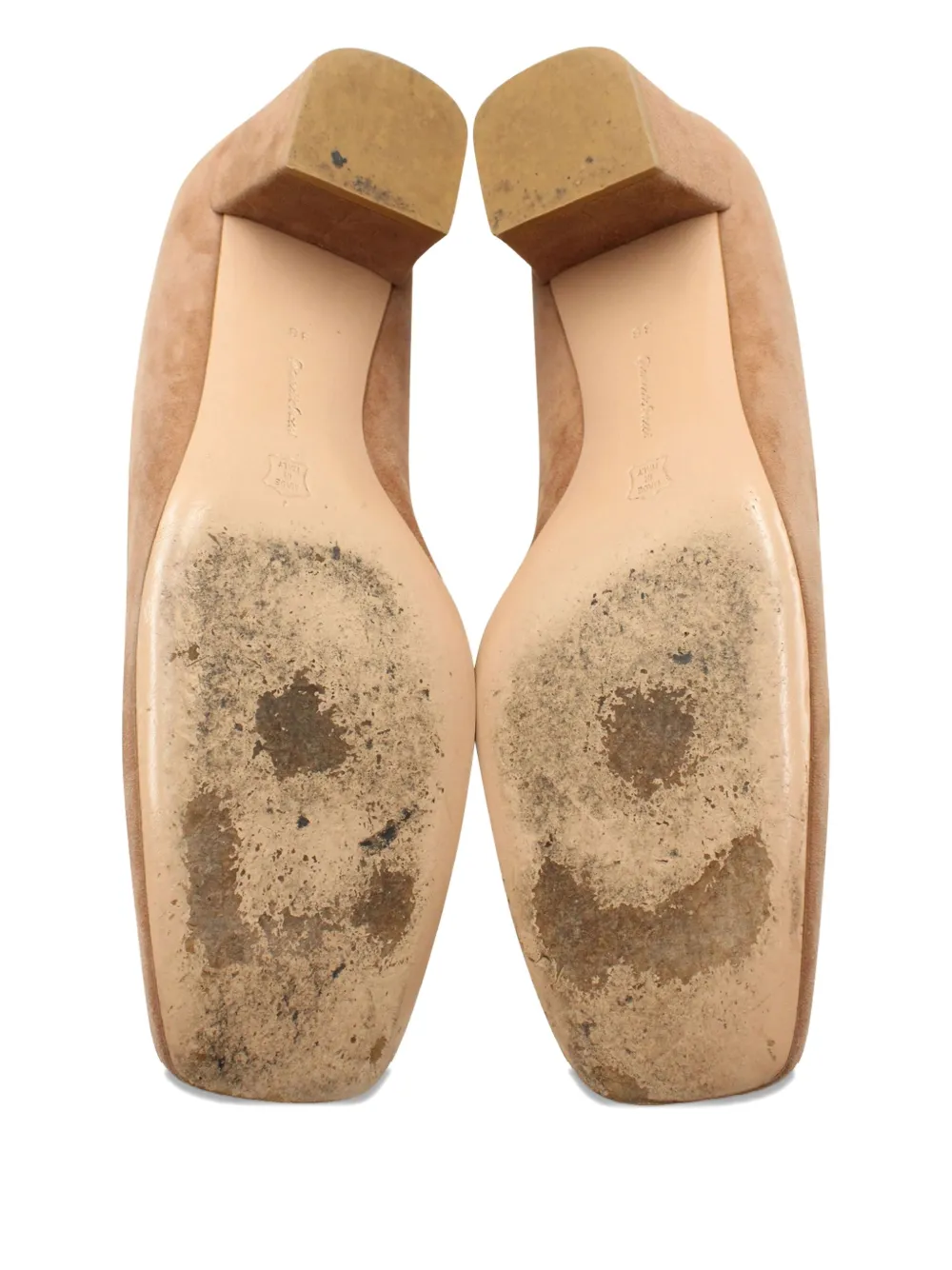 Pre-owned Gianvito Rossi Block-heel Square-toe Pumps In Neutral