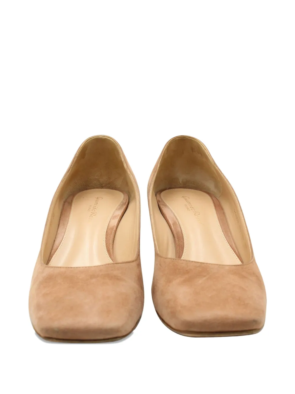 Pre-owned Gianvito Rossi Block-heel Square-toe Pumps In Neutral