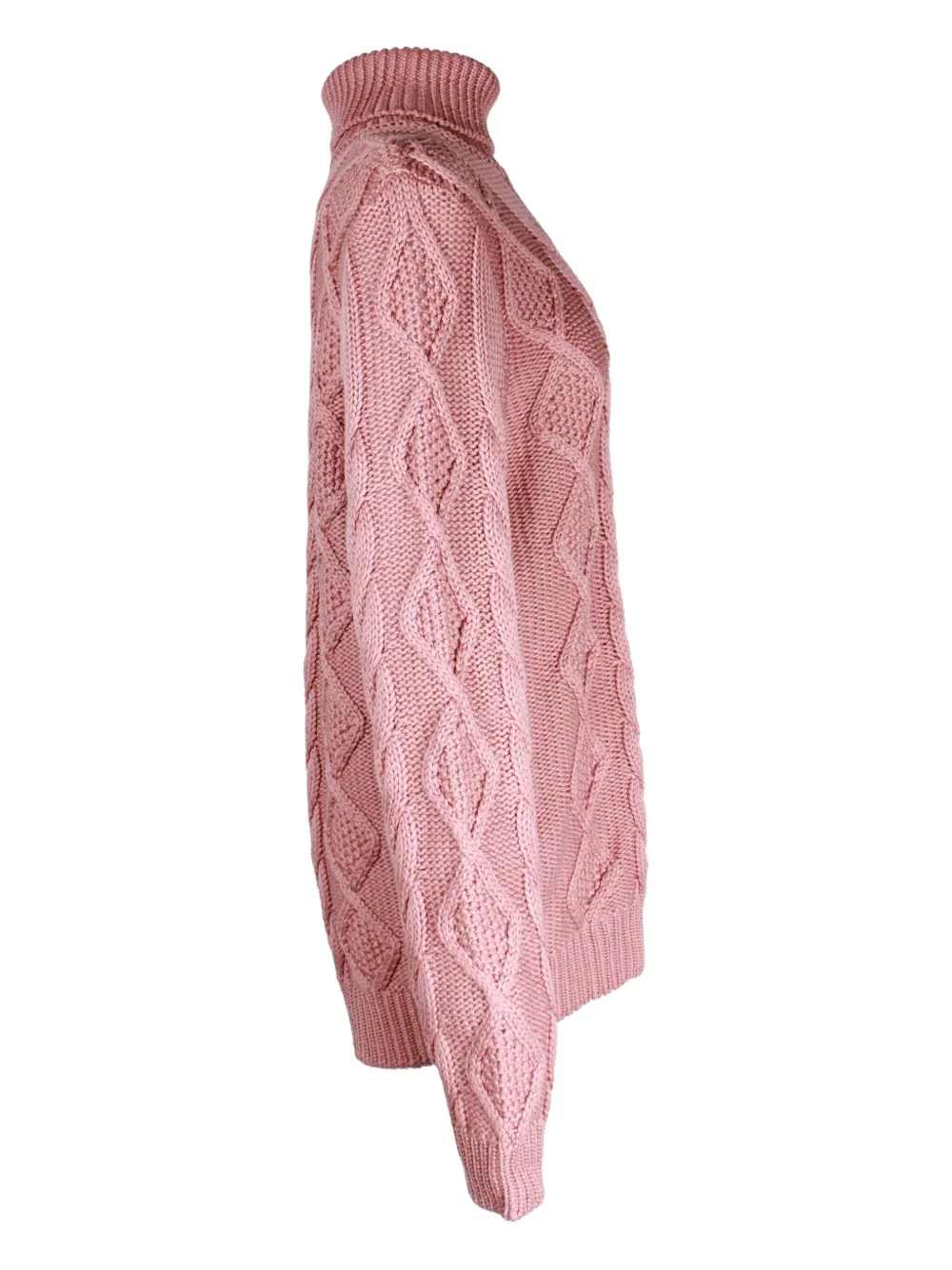 Pre-owned Tod's Vintage Cable-knit Turtleneck Sweater In Pink