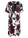 Diane Von Furstenberg Vintage floral-print bow mini dress - White