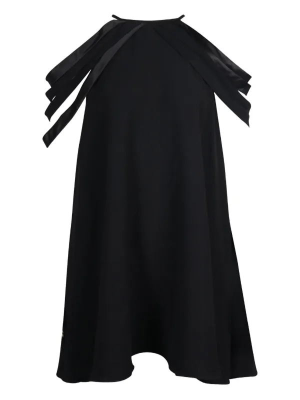 Halston Halterneck Ribbon-detail Mini Dress - Black