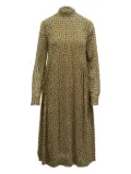 GANNI polka-dot high-neck midi dress - Brown