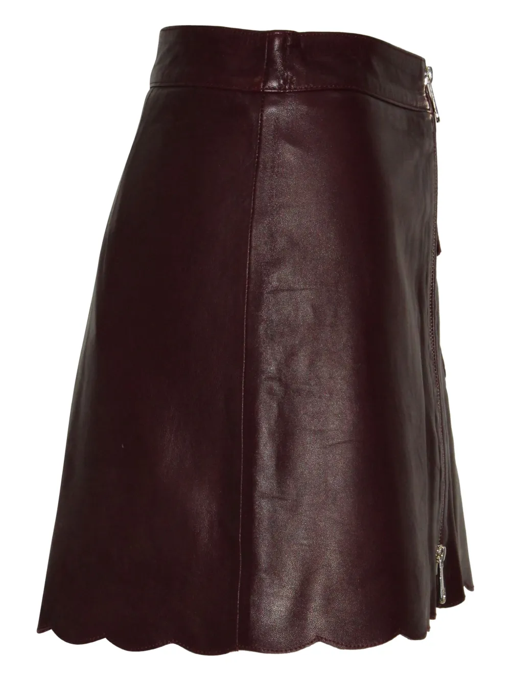 MAX&Co. scalloped-hem leather skirt - Rood