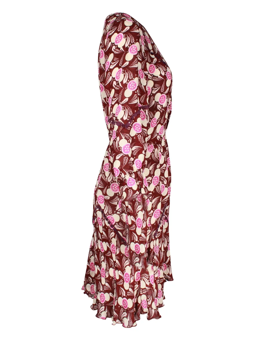 Anna Sui Vintage floral-print lace-trimmed mini dress - Rood