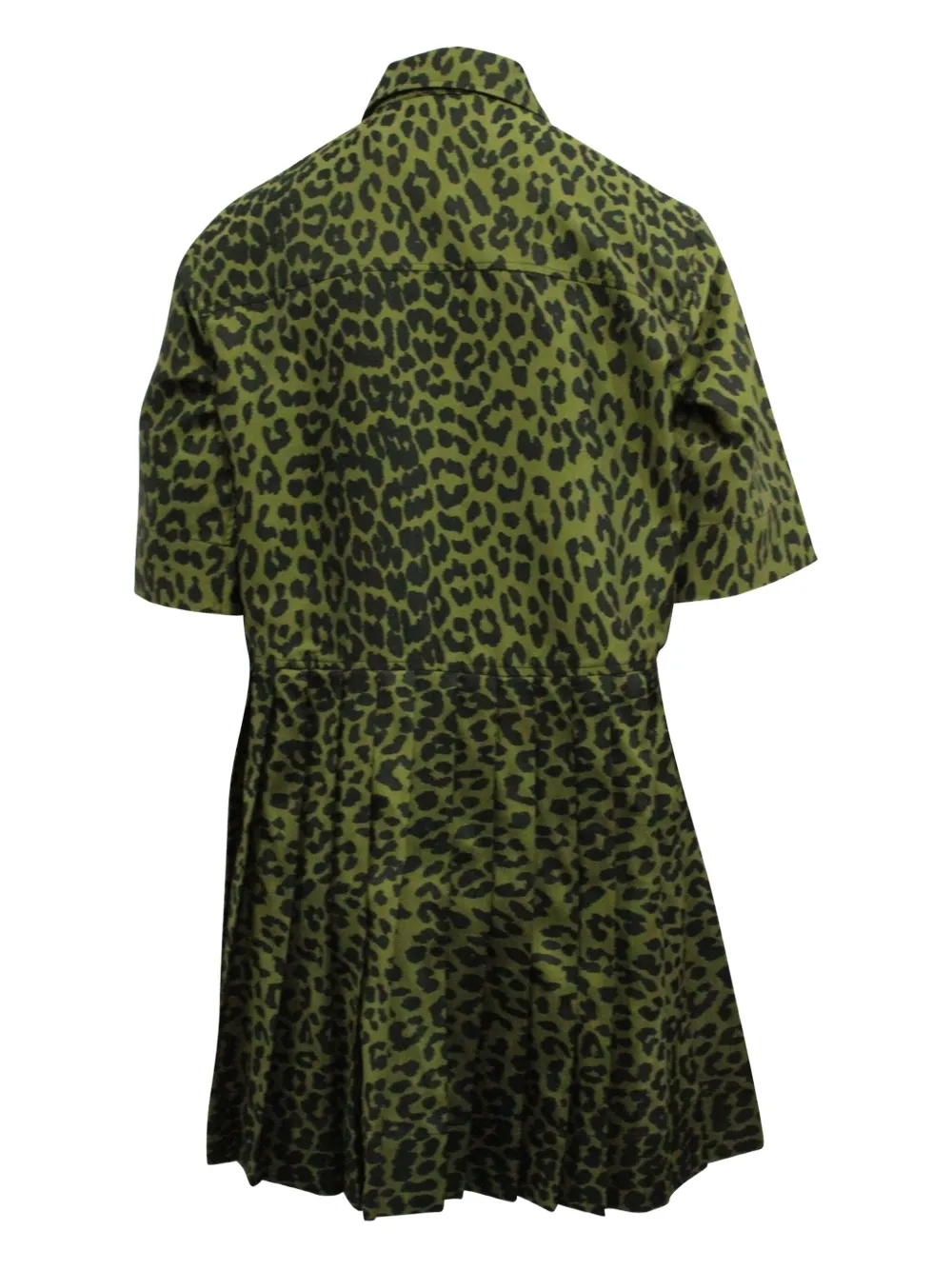 GANNI leopard-print pleated dress - Groen