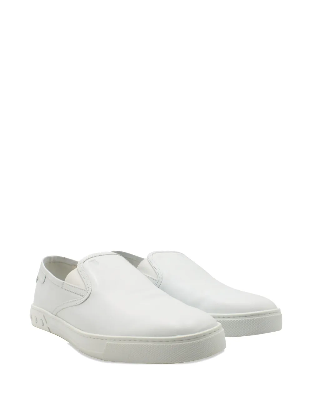 Pre-owned Tod's Pantofola Slip-on Leather Sneakets In White