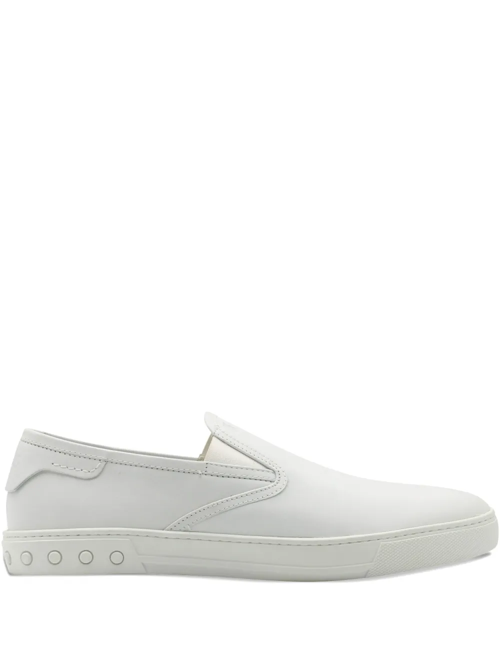 Pre-owned Tod's Pantofola Slip-on Leather Sneakets In White