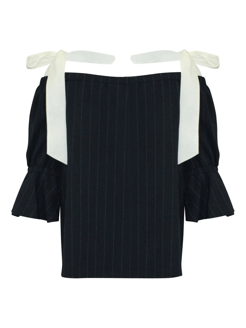 GANNI pinstripe cold-shoulder blouse | Image 2