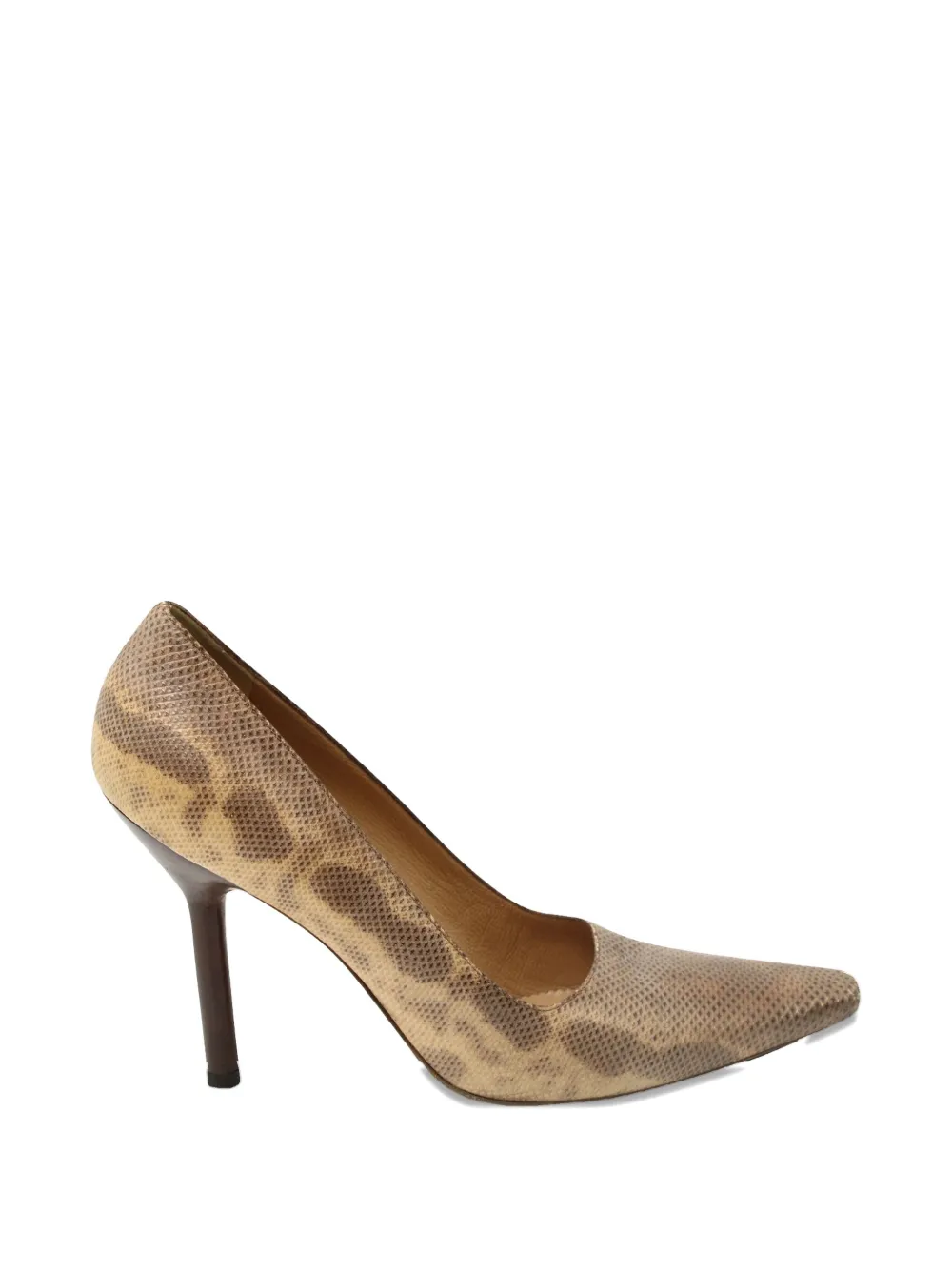 Gucci Pre-Owned 80mm snakeskin pointed pumps - Beige