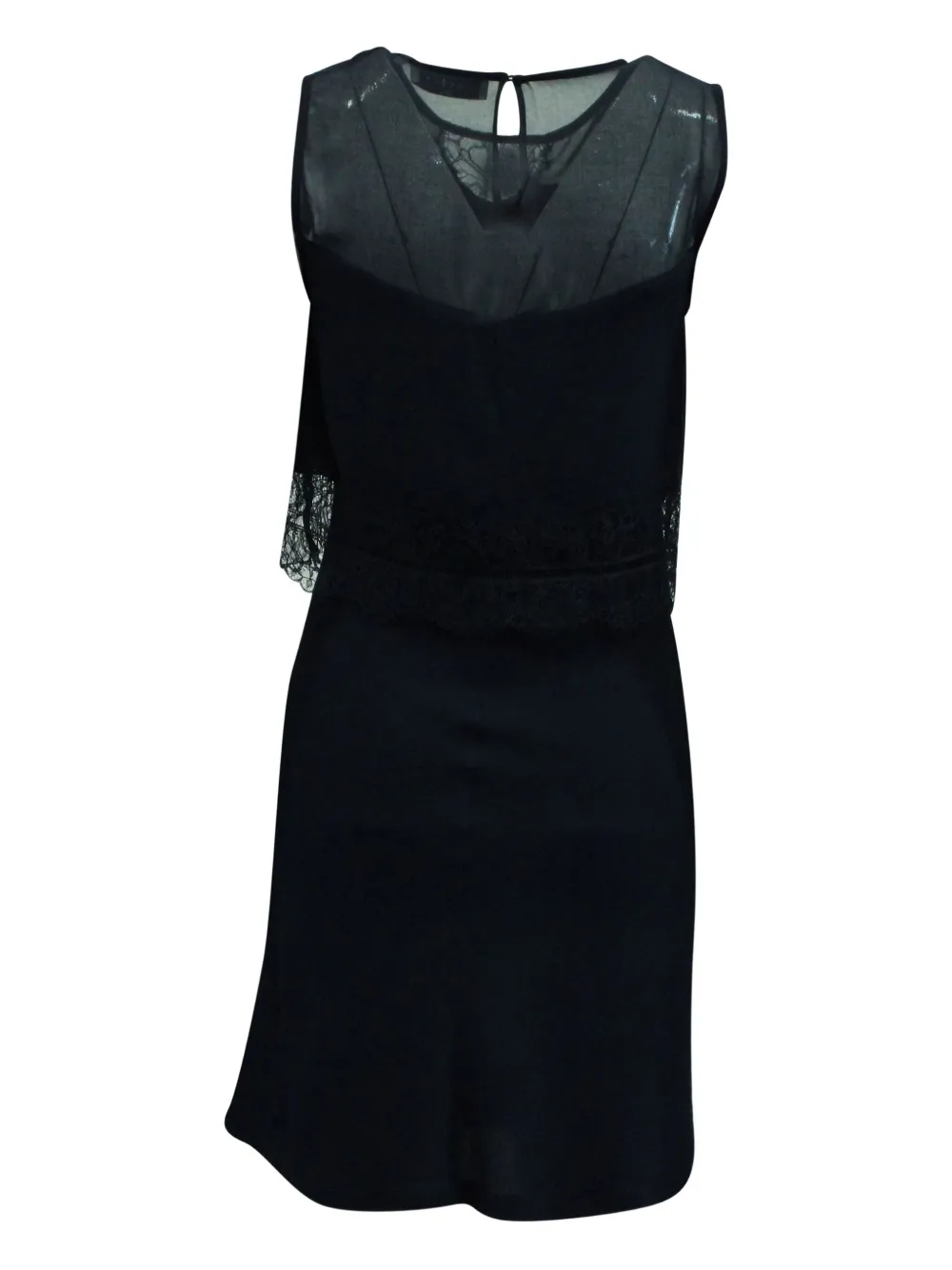 Pre-owned Sandro Lace-insert Mini Dress In Blue