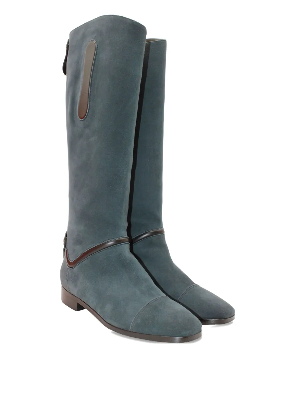 Hermès Pre-Owned leather-trimmed suede boots - Blauw