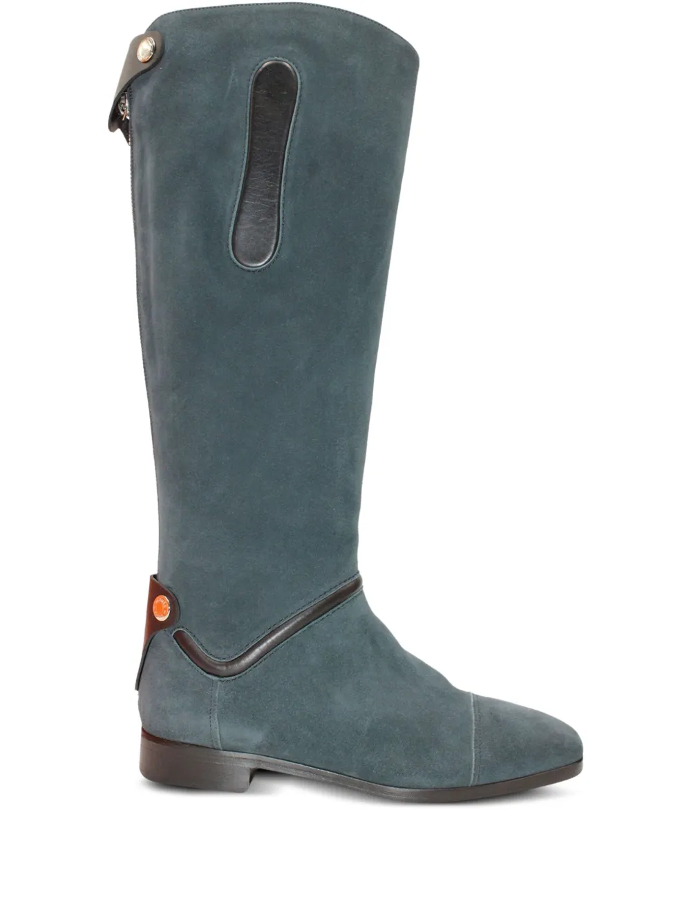 Hermès Pre-Owned leather-trimmed suede boots | Blue | Image 1