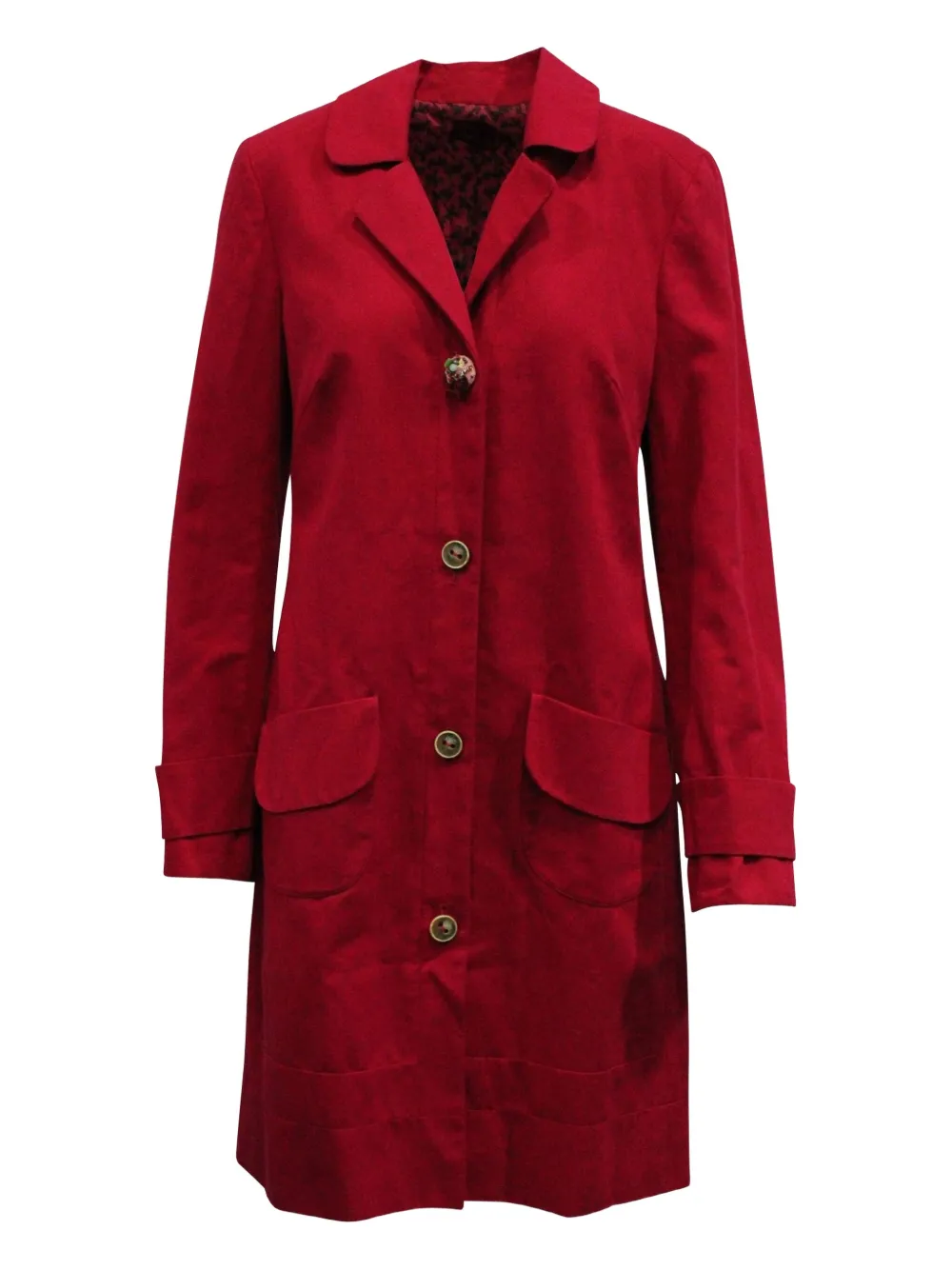 Pre-owned Kenzo Cotton Blend Trench Coat In Red