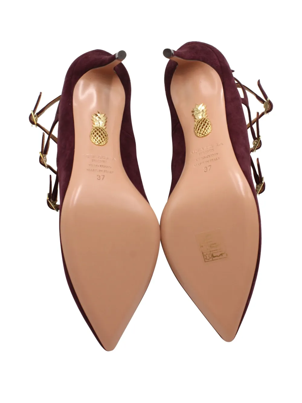 Pre-owned Aquazzura T-bar Buckle Pumps In Red