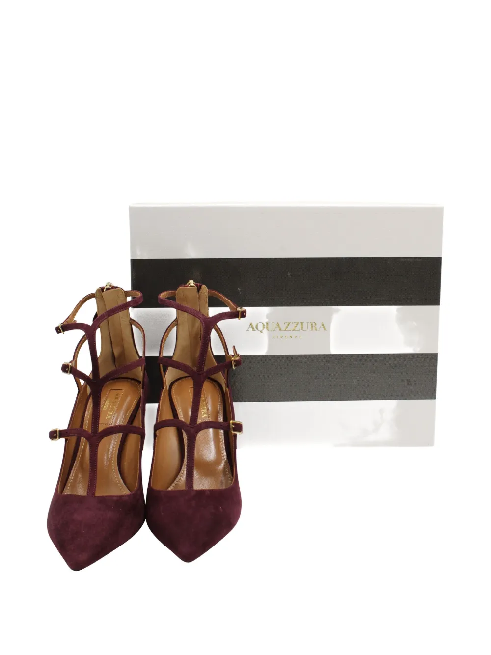 Pre-owned Aquazzura T-bar Buckle Pumps In Red