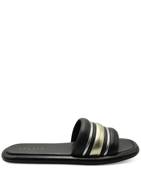 SANDRO Sandro Paris Tam Slide Sandals in Black Leather 