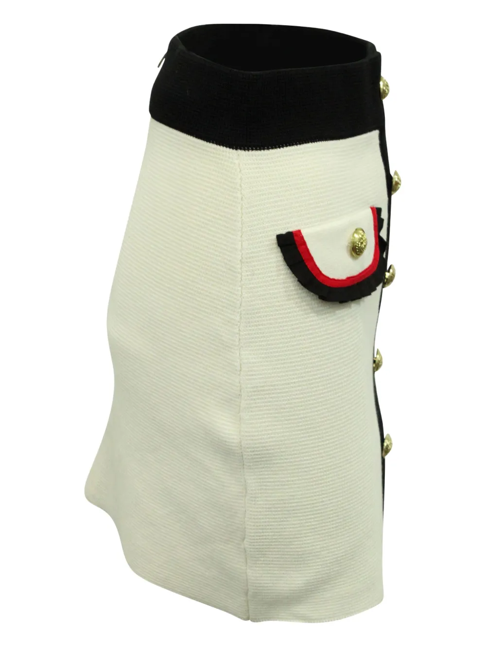 Pre-owned Maje Knitted Ruffle-trimmed Skirt In White