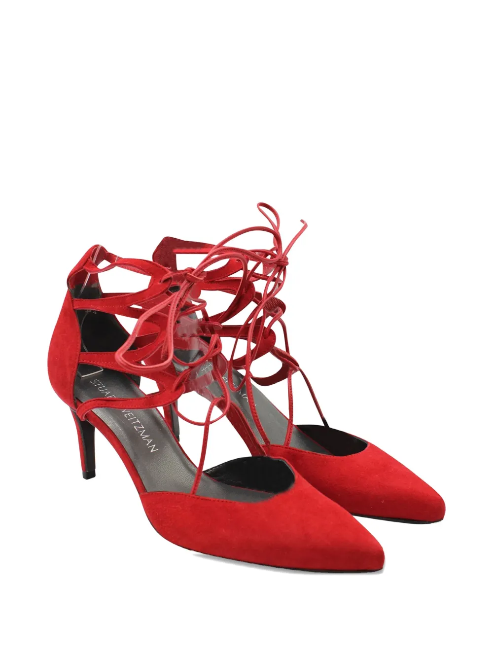Stuart Weitzman lace-up leather heeled pumps - Rood
