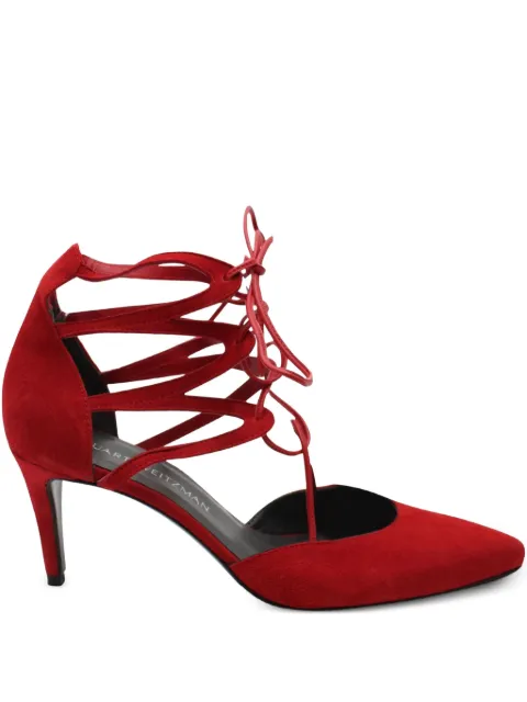 Stuart Weitzman lace-up leather heeled pumps