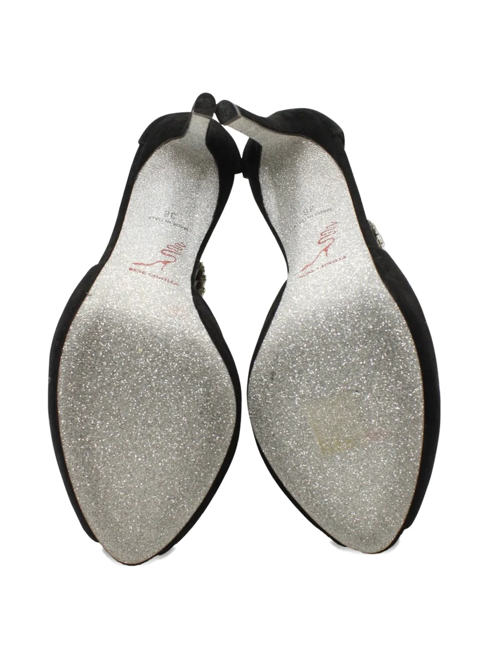 René Caovilla crystal-embellished suede sandals - Zwart