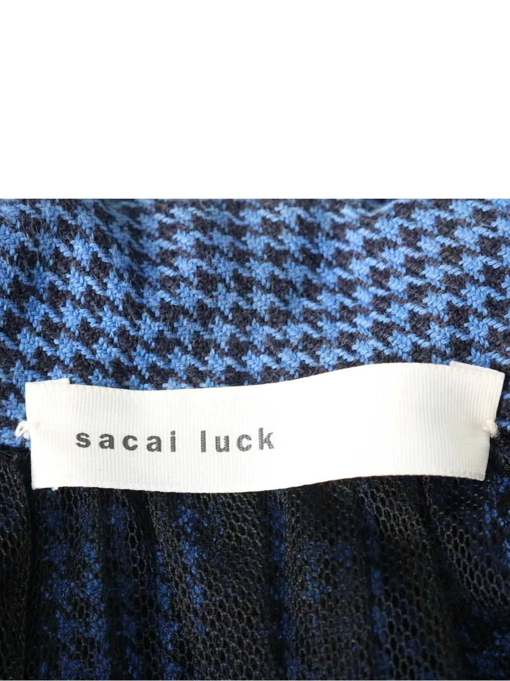 Pre-owned Sacai Houndstooth Peplum Biker Jacket In Blue