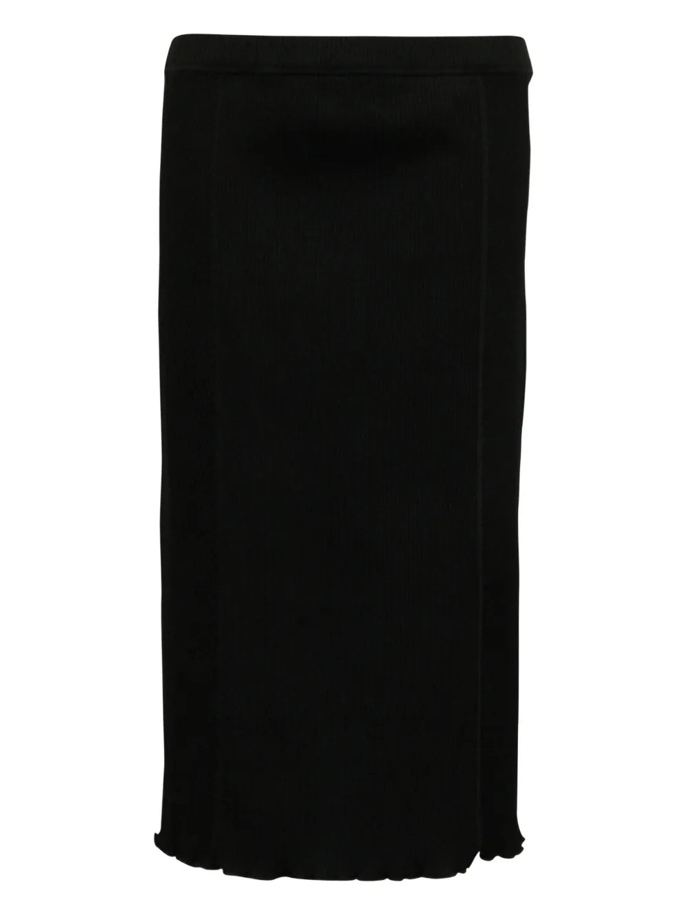 Pre-owned Theory Ribbed Midi Skirt In Black