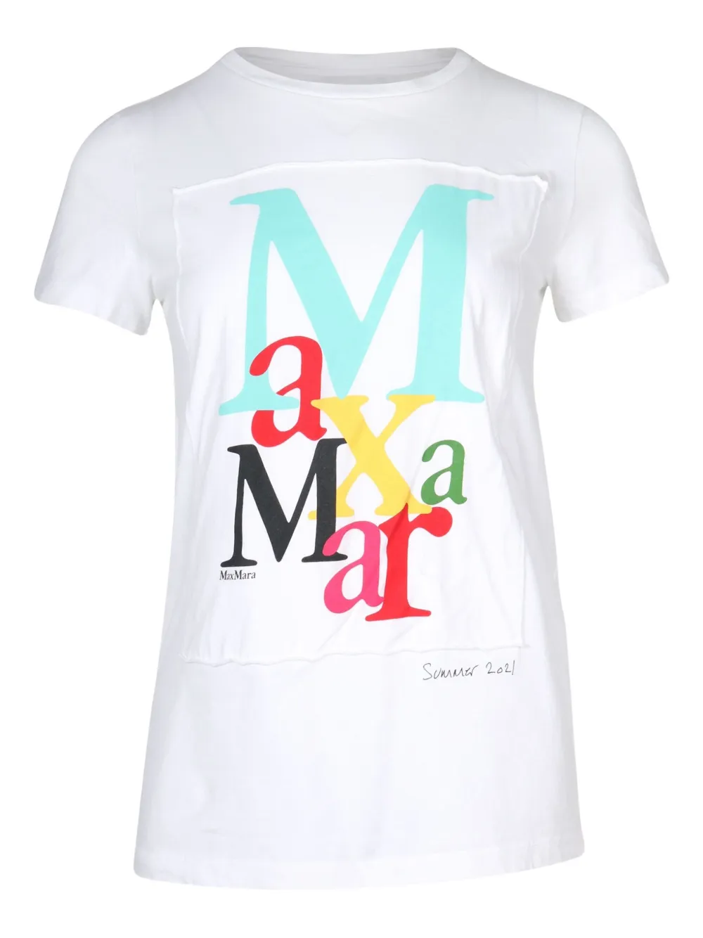 Pre-owned Max Mara Humor Logo-print T-shirt In White