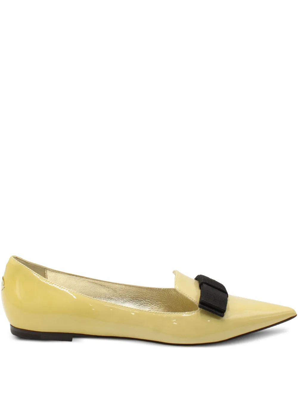 Jimmy Choo Pre-Owned Gala bow-detail patent-leather ballet flats | Yellow | Image 1