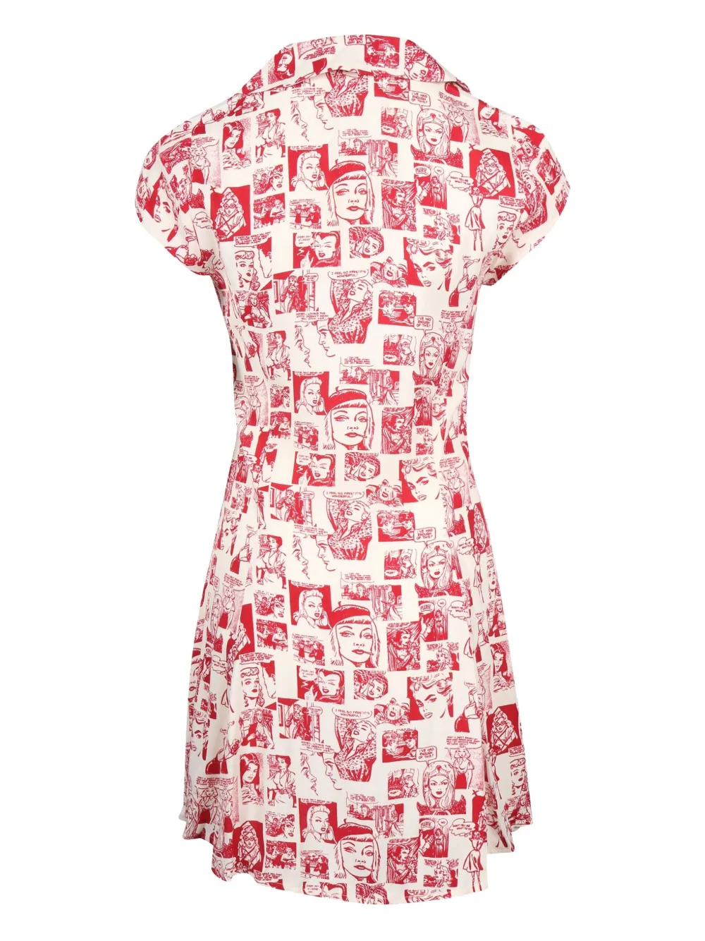 Reformation comic-print collared mini dress - Wit