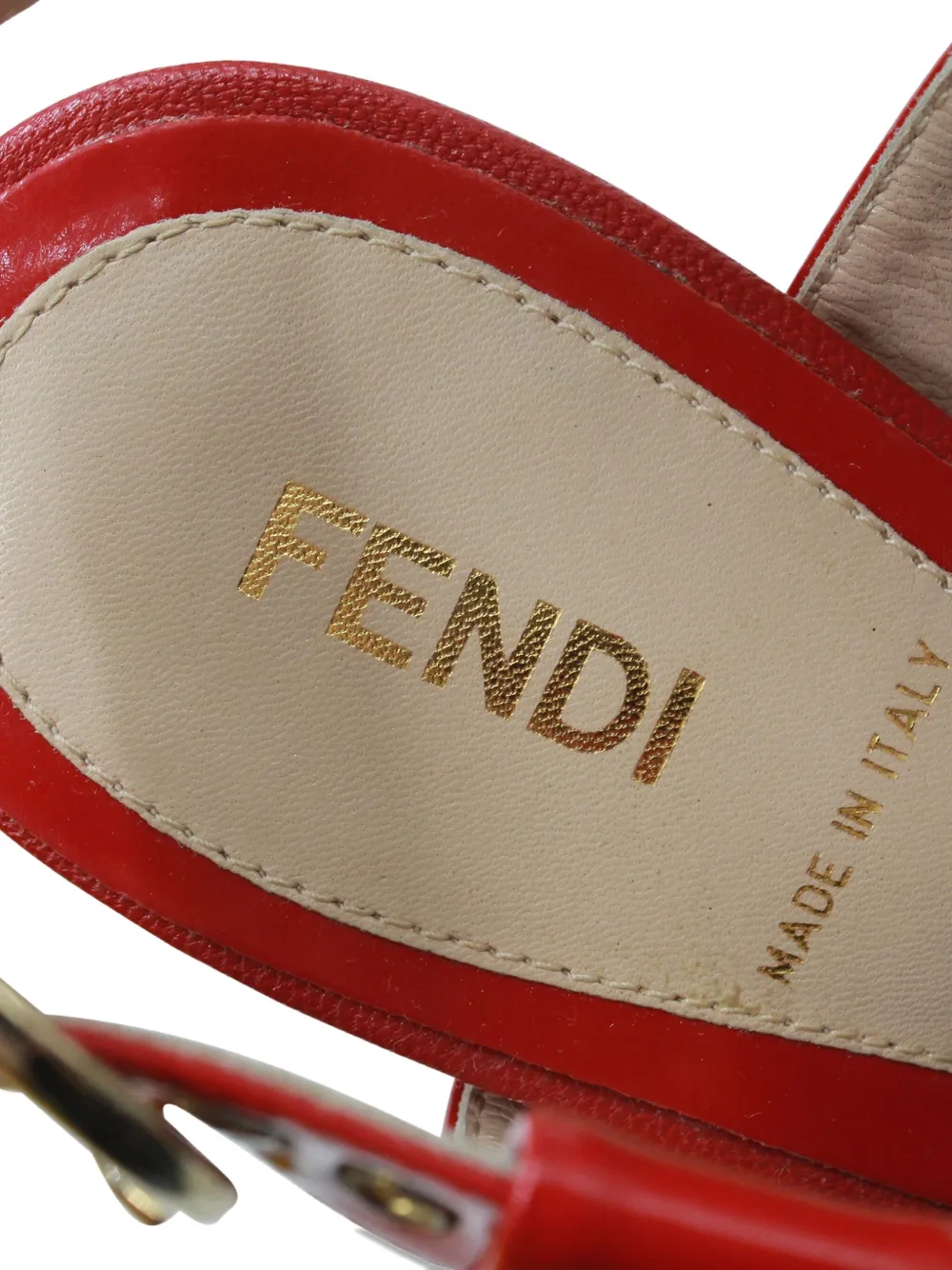 Pre-owned Fendi Patent-leather Ankle-strap Sandals In Red