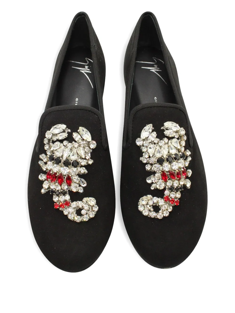 Pre-owned Giuseppe Zanotti Vintage Scorpion-embellished Flat Loafers In Black