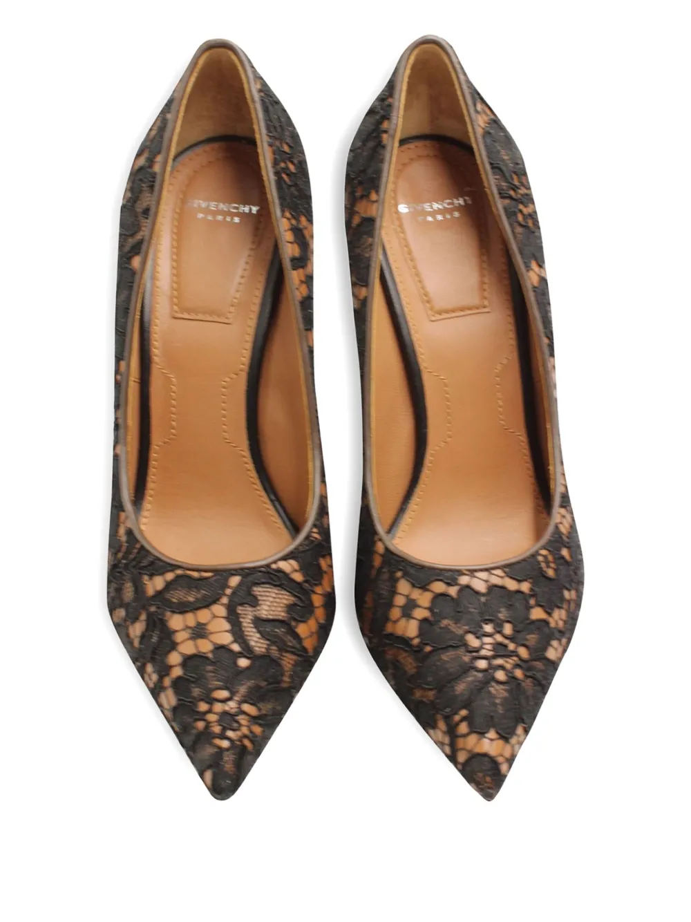 Pre-owned Givenchy Lace Pointed-toe Pumps In Brown