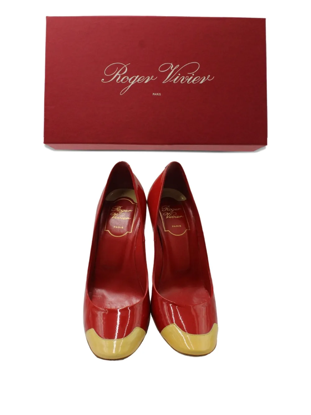Pre-owned Roger Vivier Vintage Colour-block Leather Pumps In Red