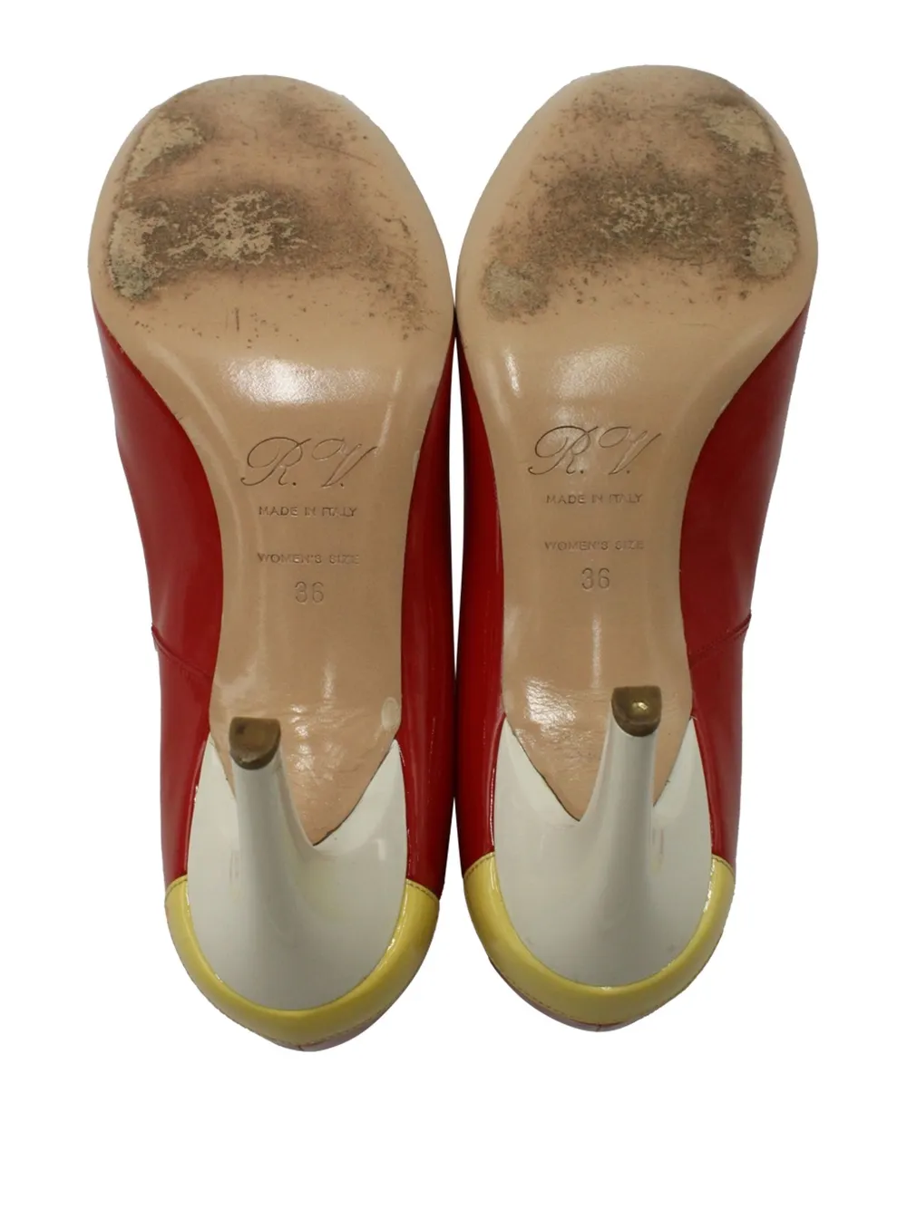 Pre-owned Roger Vivier Vintage Colour-block Leather Pumps In Red