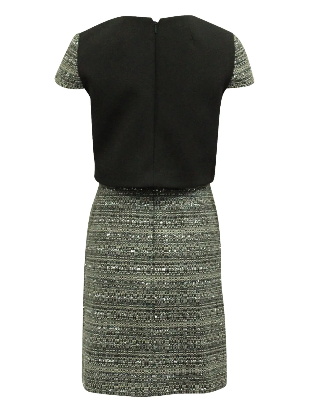 Pre-owned Tory Burch Tweed Two-tone Mini Dress In Green