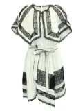 Self-Portrait striped lace-insert dress - White