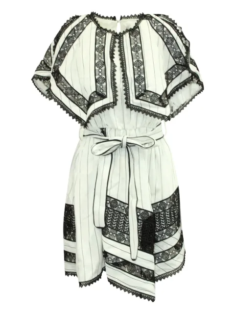 Self-Portrait striped lace-insert dress