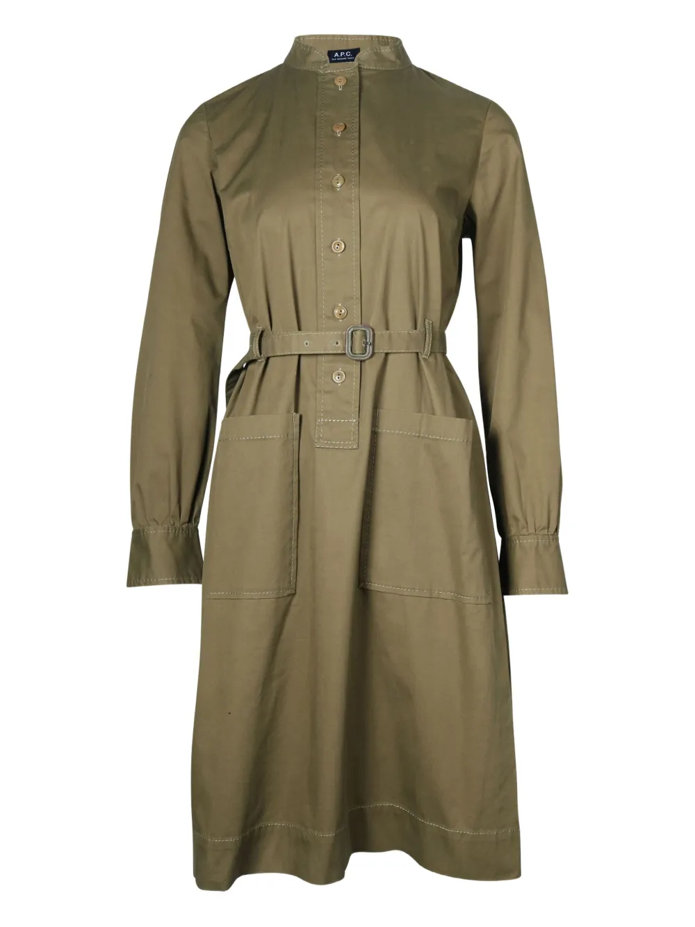 A.P.C. belted button-front dress | Green | Image 1