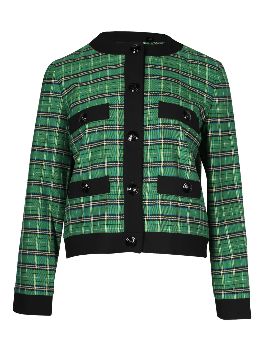Pre-owned Maje Plaid Buttoned Jacket In Green